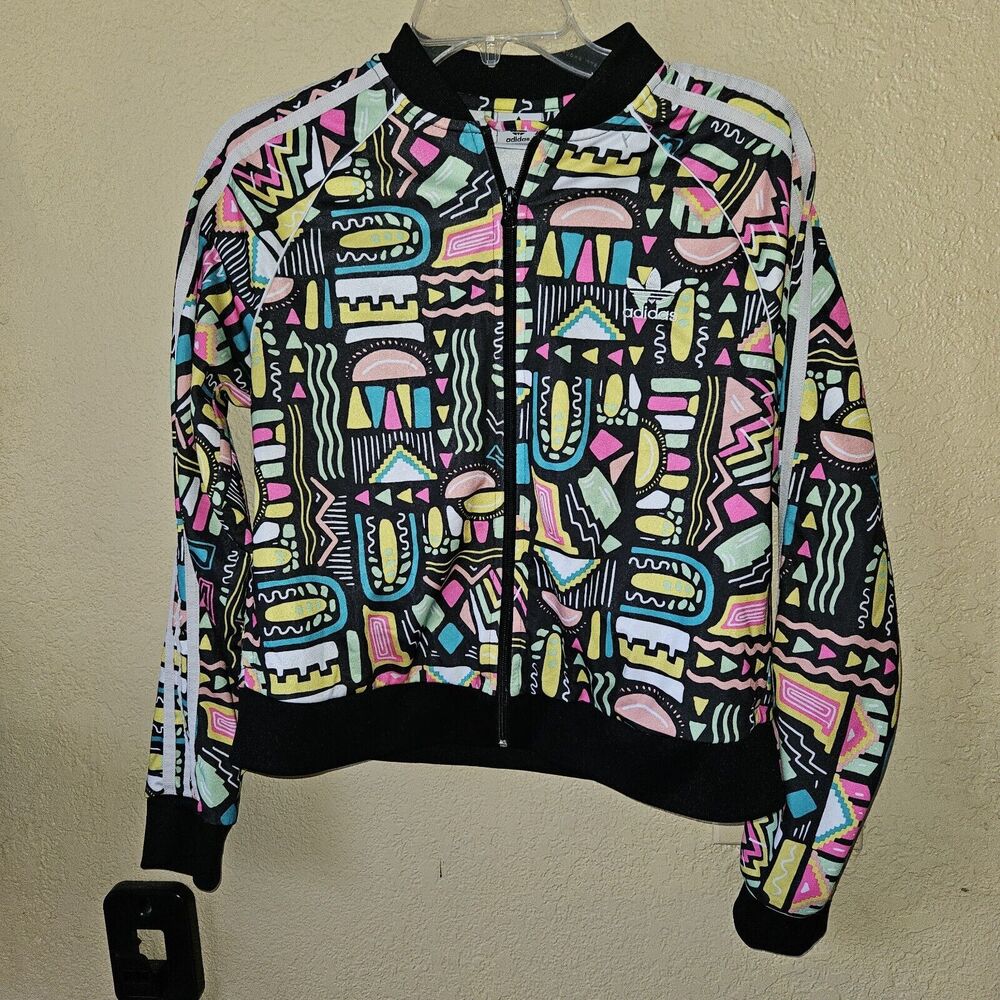 Adidas Girls Size 14-15Y Superstar SST Geometric Track Jacket Cropped Stripes